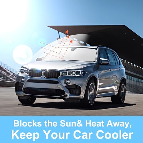 YYCKE Windshield Sun Shade Accessories Compatible with 2014 2015 2016 2017 2018 X5 for BMW Foldable Sunshade Sun Visor Blocks UV - Image 6