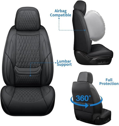Car Seat Covers Full Set Custom Fit For Lexus ES300h 2013-2026, Black | Lumbar Support, Premium Faux Leather, Breathable, Anti-Slip, Airbag Compatible, Waterproof, Car Seat Protectors, 2 Row-5Seat - Image 6