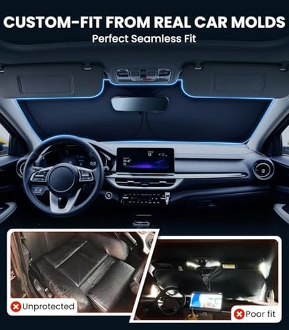 Zanch Windshield Sun Shade for Kia Sorento 2021-2026, 7-Layer Heat & UV Protection, 100% Light Blocking, 3D Scanned Custom Fit, Interior Protection, Keeps Cabin Cooler, Foldable SUV Accessories - Image 3