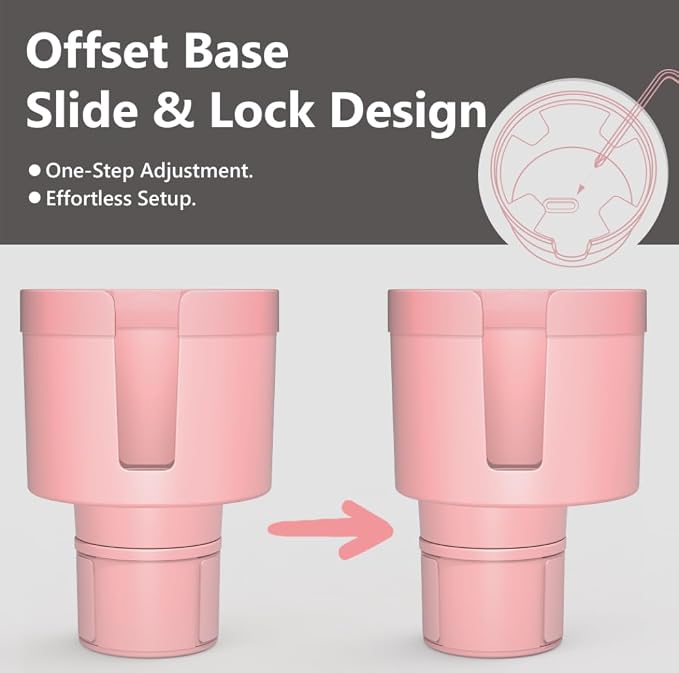 SEVEN SPARTA Car Cup Holder Expander for 32-40oz Large Bottles & Tumblers | Compatible with Yeti, Hydro Flask & Owala 32-40oz, Upgraded Adjustable Offset Base, Fits 3.4"-3.8" Bottles, Mugs & Tumblers - Image 2