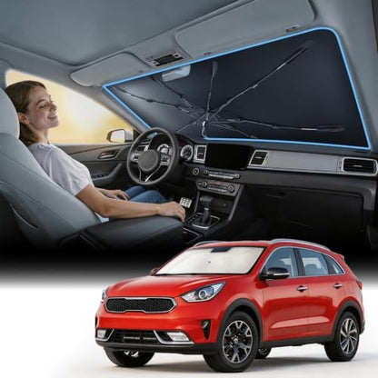 Nmoiss [Vinyl Coating Heat Shield] Windshield Sun Shade Umbrella Custom for Kia NIRO, Protect Car from Sun Rays & Heat Damage Keep Cool and Protect Interior by Nmoiss