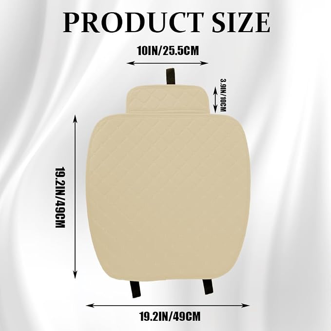 Leather Front Car Seat Cover, Anti-Slip Car Seat Bottom Covers, Full Wrapped Bottom Seat Protectors with Storage Pocket, Universal Comfortable Seat Cushion Fit Vehicles SUVs Trucks (K2-Beige) - Image 2
