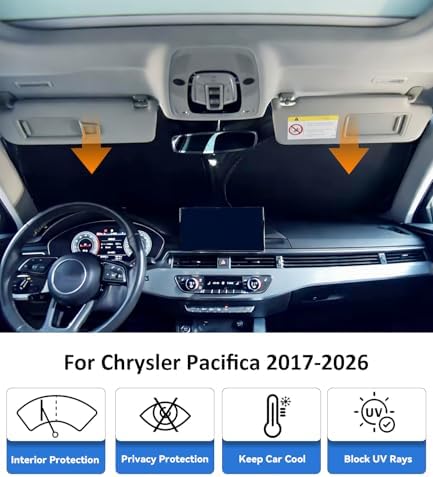 Windshield Sun Shade for 2017-2026 Chrysler Pacifica Minivan - Image 2