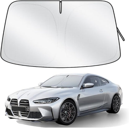 Car Windshield Sun Shade, 300T Thickened Car Window Shades Heat Reflective Interior Cool, Universal Fit for Most Cars SUVs Trucks, Foldable & Portable Design (M (55" × 27")) by QUANQIUFEI