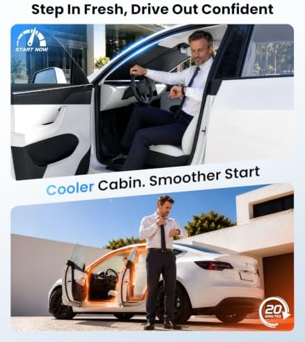 Zanch Custom Windshield Sun Shade for Tesla Model Y 2020-2026, Heat & UV Protection, 100% Light Blocking, 3D Scanned Fit, Interior Protection, Keeps Cabin Cooler, Foldable Tesla Accessories - Image 4