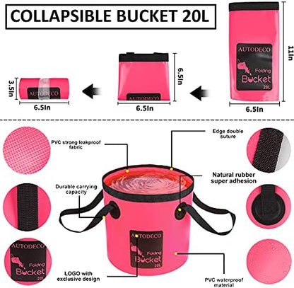 41Pcs Car Cleaning Wash Kit Interior Detailing Cleaner Kit with High Power Handheld Vacuum, Collapsible Bucket, Windshield Tool, Snow Shovel, Tire Brush, Complete Car Care Tools, Pink - Image 4