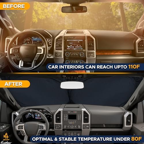EcoNour Truck Windshield Sun Shade, Sun Shield Protects Dashboard and Seats - Image 4