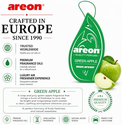AREON MON MA08 Hanging Best Car Air Freshener Green Apple Scent, Paper Hanging Ornaments, Long Lasting Scent for Car or Home 12 Pack - Image 6