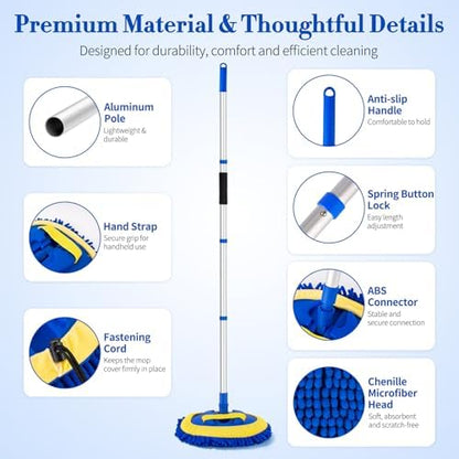HIPPIH 62" Car Wash Brush kit with Long Handle & 3 Scratch-Free Refill Mitt - Image 5