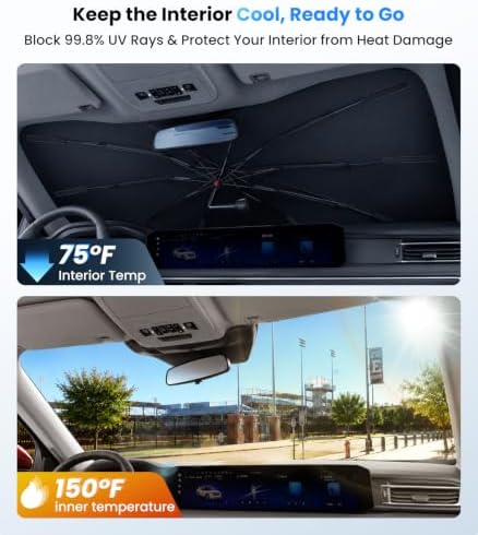 Zanch 2026 Upgraded Windshield Sun Shade Umbrella: Custom Fit for Ford Explorer 2020-2026 Front Window Sunshade, Block UV Rays & Keep Car Cool, 1:1 Scan for Explorer 2015-2025, No Gaps & No Scratches. - Image 3
