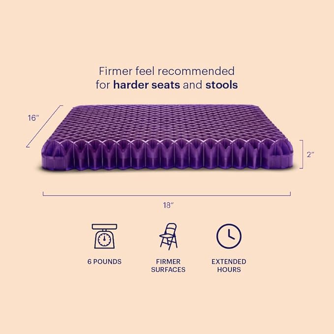 Purple Royal Seat Cushion, Portable 2 Inch Gel Seat Cushion, GelFlex Grid | Handles for Car, Office Chair, Stadium - Pressure-Reducing for Hard Seats, Temperature-Neutral, No-Slip - Made in USA - Image 2