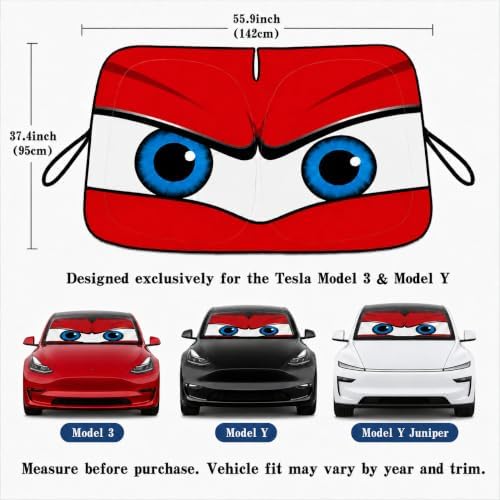 Tesla Model Y/3 Windshield Sun Shade, Angry Red - Image 5