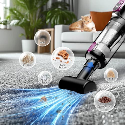 MONOZEL Cordless Handheld Vacuum Cleaner, 18000Pa 2 in 1 Car Vacuum Cleaner&Air Duster, 130W Brushless Motor with 7800mAh Battery, LED Light and Multi-Nozzles, Portable for Car, Home, Office, Pet - Image 3