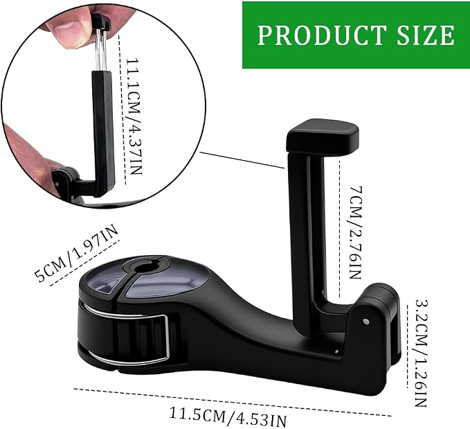 2PCS Car Headrest Hidden Hook, Purse Hook for Car, 2 in 1 Vehicle Back Seat Headrest Mobile Phone Holder, 360° Rotating Backseat Organizer for Handbag Clothes Grocery Fit Vehicles (Gun Copper) - Image 3