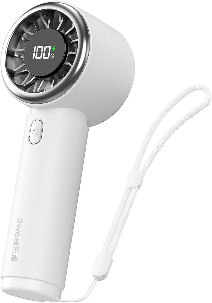SWEETFULL Portable Handheld Fan, Mini Rechargeable Personal Hand Fan | Strong Airflow, Up to 12H, Pocket-Sized, 5 Speeds, Quiet Cooling Travel Essentials, Cute Gifts for Women, Girls, Lash, Makeup by SWEETFULL