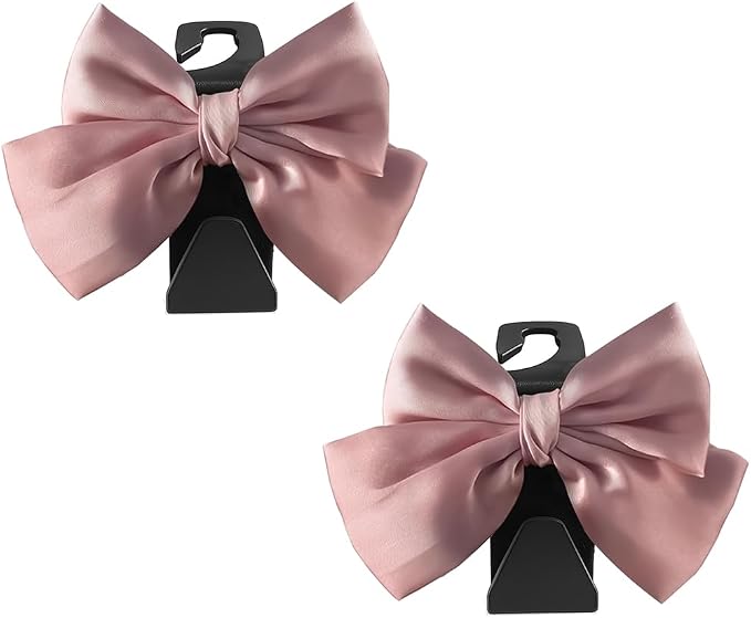 2PCS Car Seat Headrest Hook, Cute Bow Stylish Seat Back Purse Handbag Hanger Organizer, Multi-Purpose Auto Backseat Storage Hook Holder for Umbrella Coat Bag, Universal Fit (Pink) - Image 7