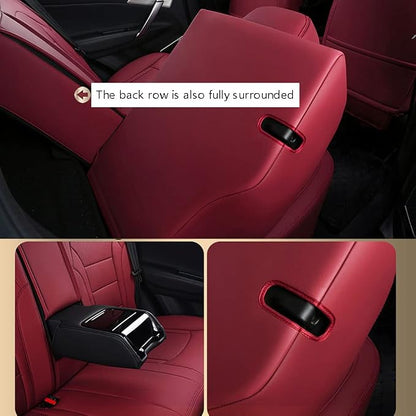 CocheFamilia Custom Fit RAV4 Hybrid Car Seat Covers for Select Toyota RAV4 Hybrid (Not for 2019-2025 Hybrid/Prime SE,XSE) 2019 2020 2021 2022 2023 2024 2025 - Full Set,Leather(Burgundy) - Image 5