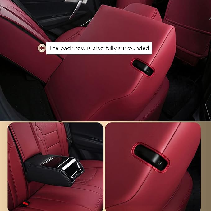 CocheFamilia Custom Fit RAV4 Car Seat Covers for Select Toyota RAV4 2019 2020 2021 2022 2023 2024 2025 LE,XLE,XLE Premium,Limited - Full Set,Leather(Burgundy) - Image 5