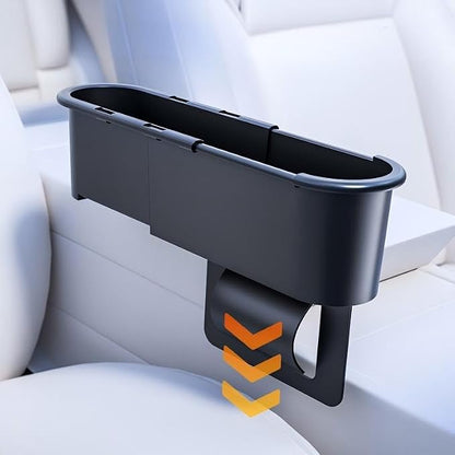 Expandable Car Seat Gap Filter Organizer, Adjustable 185-265mm | Universal front seat console side pocket, sliding gap storage box, fits phone keys wallet, seat gap filler, stop drops by Cxprctpu