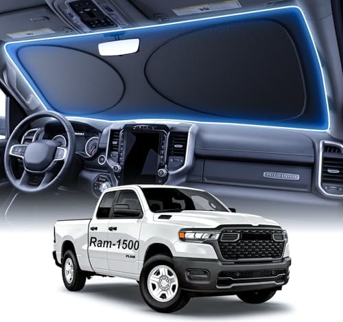2026 Upgraded Windshield Sun Shade for Ram 1500 [Precision Custom Fit, Superior UV & Heat Block] Cooling Tech Fabric, Durable Foldable with Storage Bag, Fits 2011-2025 by Unknown