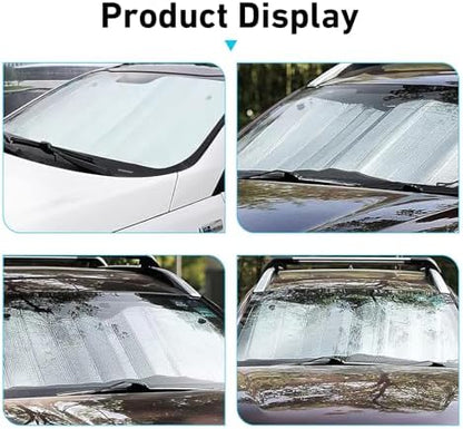 Car Windshield Sunshade, Foldable Reflective Aluminum Foil Windshield Sun Shade, 51.2" x 23.6" Front Window Sun Protector Cover, Universal for Most Cars, SUVs, Trucks (Silver #2) - Image 6