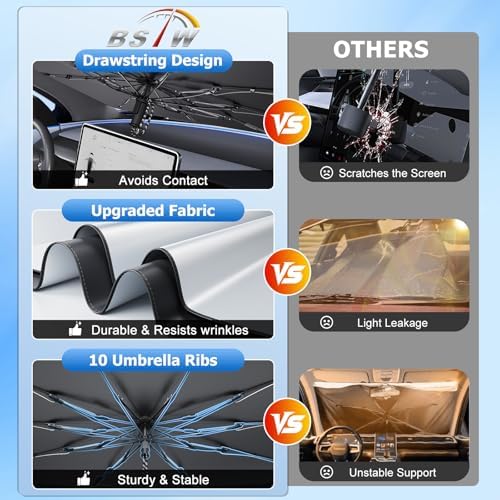 for Car Windshield Sunshade Umbrella 2023-2025 2026 Honda Pilot Custom Fit Windshield Sun Protector Cover 6-Layer Heat-Resistant Fabric, Ultra-Strong Fiberglass Frame (for 2023-2026 Honda Pilot) - Image 4