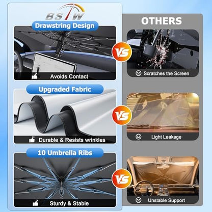 for Car Windshield Sunshade Umbrella 2023-2025 2026 Honda Pilot Custom Fit Windshield Sun Protector Cover 6-Layer Heat-Resistant Fabric, Ultra-Strong Fiberglass Frame (for 2023-2026 Honda Pilot) - Image 4