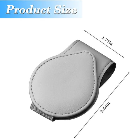 Sunglasses Holder for Car Visor, Magnetic Leather Sun Visor Eyeglasses Hanger & Ticket Card Clip, for Most Cars - Image 2