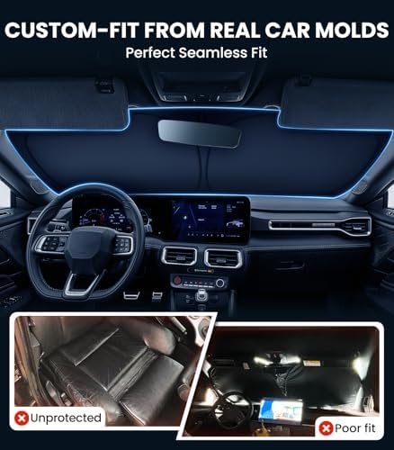 Zanch Custom Windshield Sun Shade for Ford Mustang 2015-2026, 7-Layer UV & Heat Block, 3D Laser Scanned, Interior Protection, Keep Car Cooler, Foldable Car Accessories - Image 4