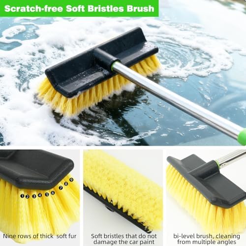 62" Car Wash Brush with Long Handle, Chenille Microfiber Car Wash Mop Mitt, Wheel Brush, Windshield Window Squeegee, Microfiber Towel, Gloves, Car Cleaning Brush Kit Supplies for Car,Truck,SUV,RV,Boat - Image 3