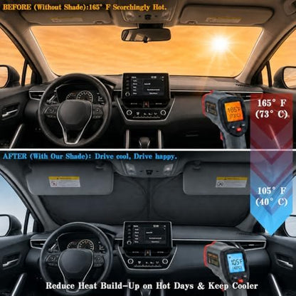 Car Windshield Sun Shade, Universal Fit Midsized Sedan SUV, Vacation Style - Image 2
