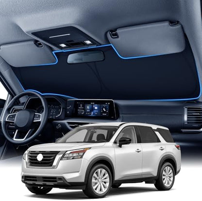 Zanch Custom Windshield Sun Shade for Nissan Pathfinder 2022-2026, 7-Layer UV & Heat Block, 3D Laser Scanned, Interior Protection, Keep Car Cooler, Foldable SUV Accessories by Zanch