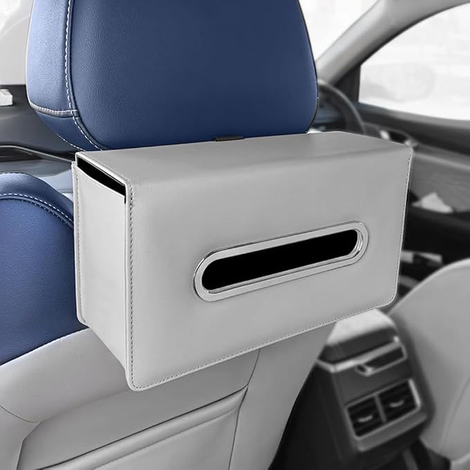 Car Tissue Holder - Backseat Napkin Tissue Organizer, Durable and Adjustable Car Tissue Box Organizer for Vehicles, Universal Fits for 100 120 150 Rectangular Tissue Box (Gray) by Follicomfy