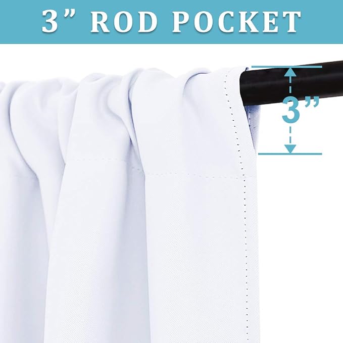 RYB HOME Short Curtains for Bedroom, Room Darkening, Rod Pocket | Thermal Insulated,Summer Heat Light UV Blocking,Triple-weave Fabric,Nursery Kitchen Bathroom,W42 x L48,Pure White,2 Panels - Image 2