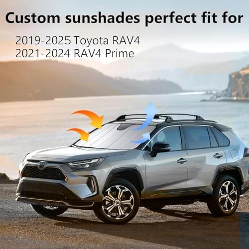2019-2025 RAV4 Windshield Sun Shade Compatible for Toyota Rav4 LE,XLE,XSE Hybrid, 2021-2024 RAV4 Prime Custom-fit Foldable Sun Visor Window Sunshade with Storage Bag - Image 2