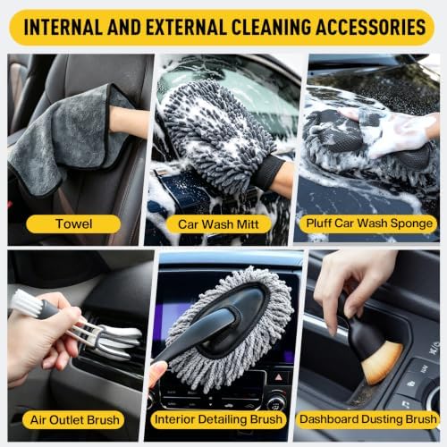 41Pcs Car Detailing Kit Interior with Drill Brush, Folding Bucket & Tote - Image 7