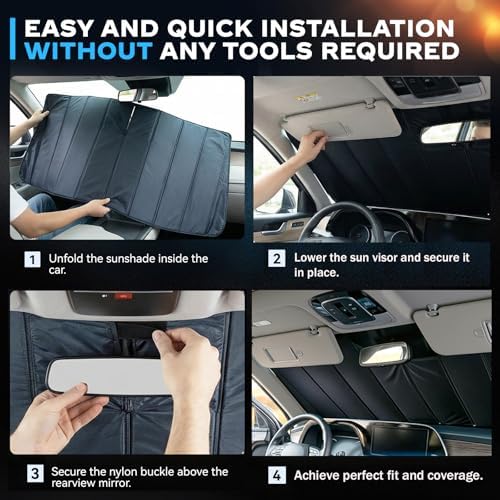 Windshield Sun Shade for Toyota Tacoma 2018-2023 Folding Design - Image 5