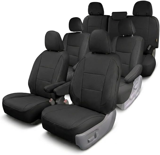 FH Group Custom Fit Car Seat Covers Specifically Made for 2011-2020 Toyota Sienna 7 Passenger, Car Seat Cover Full Set, Automotive Seat Covers in Black Faux Leather, Waterproof and Washable by FHGroup