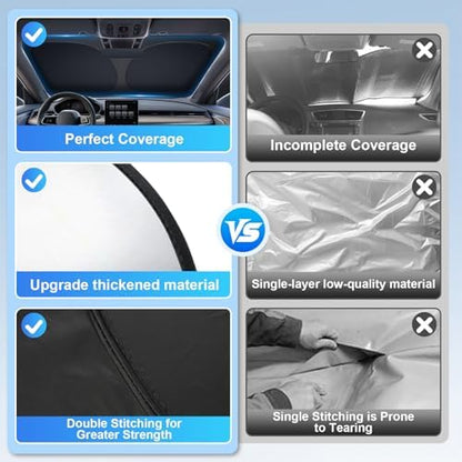 JUSTTOP Windshield Sunshade for Honda Civic 2022-2026 | Easy-Fold Civic Windshield Sun Shade, Car Interior Accessories | 300T Upgraded Heat & UV Reflective Sunshade for Car Windshield - Image 6