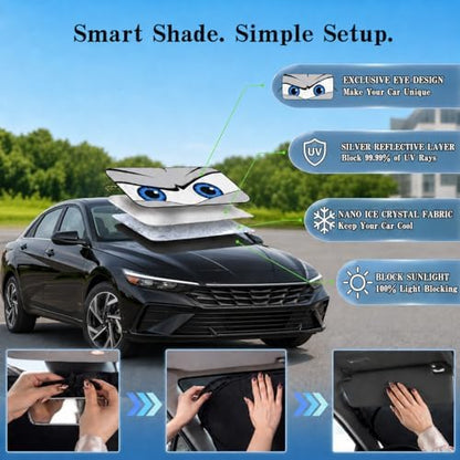 Car Windshield Sun Shade, Universal Fit Compact Sedan SUV, Cool Gray - Image 4