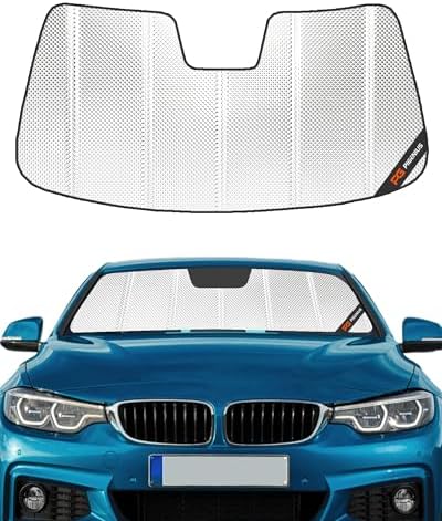 Pigenius Windshield Sun Shade for BMW 4 Series Coupe & M4 (F32/F82) 2014-2020, Fits 428i 430i 435i 440i M4, Reflective Aluminum Film Front Window Sunshade - BLAZBLOCK by Pigenius