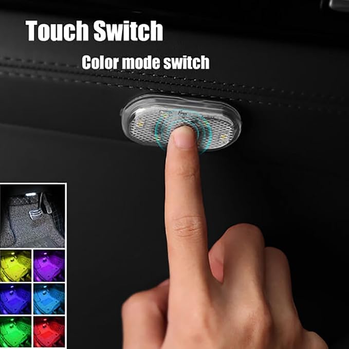 Auto Interior Lighting Car Rechargeable Wireless Led Ambient Lights | Mini Portable LED Reading Light, Touch Switch Magnetic Car Interior Floor Roof Drawers Armrest Box Lighting Decor 2Pcs/Pack - Image 2