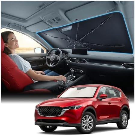[Upgraded] Nmoiss Windshield Sun Shade Umbrella, [Vinyl Coating Heat Shield] Protect Car from Sun Rays & Heat Damage Keep Cool and Protect Interior, Spring Structure Edge, Standard Medium by Nmoiss