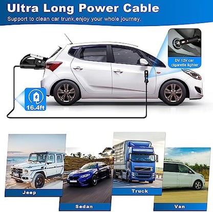 DRECELL Car Vacuum, Portable Car Vacuum Cleaner with 7000PA Suction, DC 12V High Power 16.4Ft Cord Wired Vacuum Cleaner for Car, LED Light, Lightweight, 0.33L Capacity, Storage Bag, Black, VC008C - Image 4
