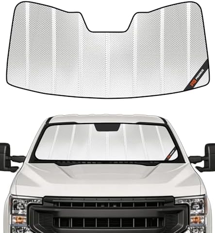 Pigenius Windshield Sun Shade for Ford F250/F350 2017-2022. Reflective Aluminum Film Front Window Sunshade - BLAZBLOCK by Pigenius