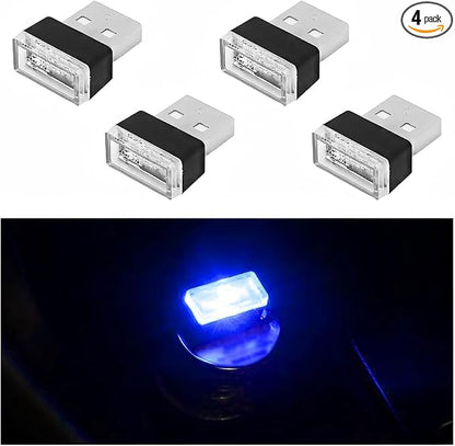 4PCS USB LED Car Interior Atmosphere Light, Plug-in USB Interface Vehicle Ambient Lamp, Automotive Interior Night Decoration Lamp, Universal for SUV Automobile Truck (Blue) by Guilcam
