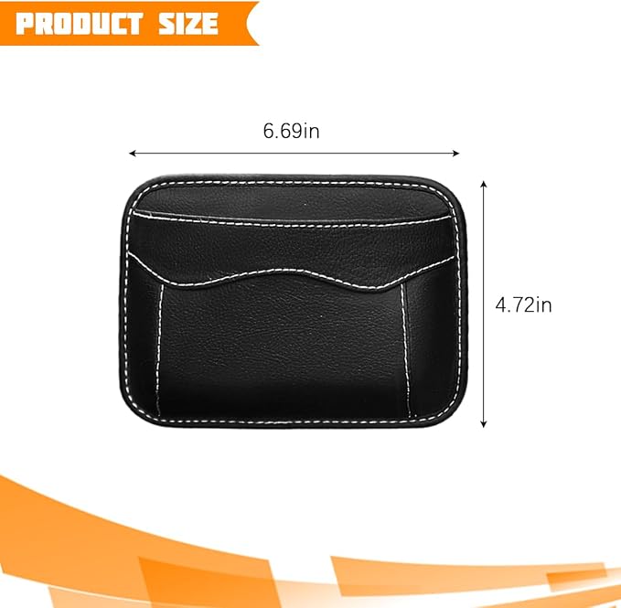 Car Seat Side Pocket Organizer, PU Leather Mini Vehicle Phone Holder Storage Bag, Automotive Interior Tray Pouch Seat Gap Filler Accessories, Universal for SUV Sedan Truck (Black) - Image 2