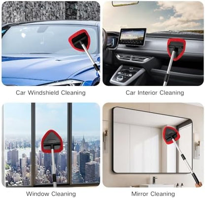 Qydipclin 7pcs Windshield Cleaner Tool Car Window Cleaning Wash Kit with 4 Reusable Microfiber Pads 1 Spray Bottle and Extendable Handle Auto Glass Wiper Kit, Multicolor - Image 5