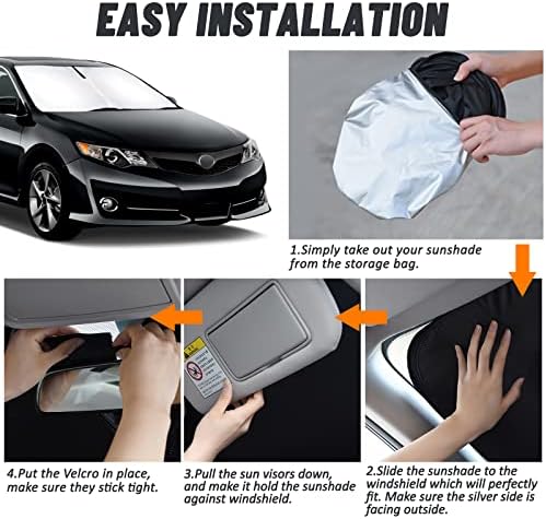D-Lumina Windshield Sun Shade for 2012 2013 2014 2015 2016 2017 Toyo-ta Camry Accessories, Front Window Sunshade Sun Visor Protector Block UV Rays Heat, Foldable 2 Layers 210T Material - Image 5