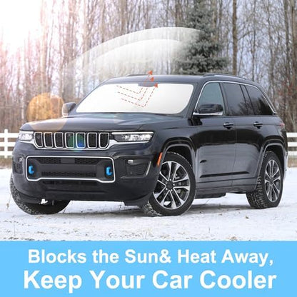 TINGLU Sun Shade for Jeep Grand Cherokee 4XE 2024 Accessories Windshield Sun Shade Window Shade UV Rays Protection Sun Visor Cover with Steering Wheel Sunshade Storage Bag - Image 5